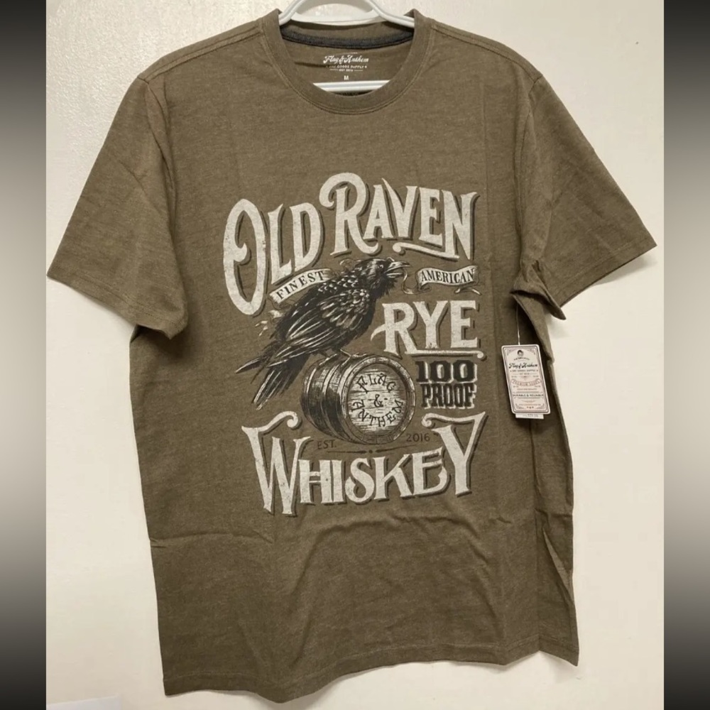 Flag & Anthem Mens T-Shirt Medium Light Brown Graphic Tee Adult Short Sleeve NWT